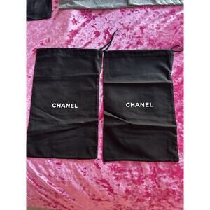Lot of 2 Chanel Black Dust Bags Canvas Shoes